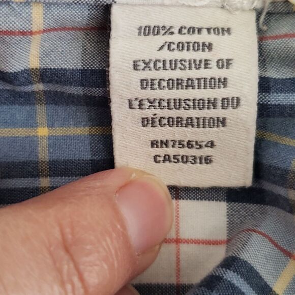 Abercrombie and Fitch Shirt Mens XL Cotton Blue White Plaid Muscle Button Down - Picture 6 of 10